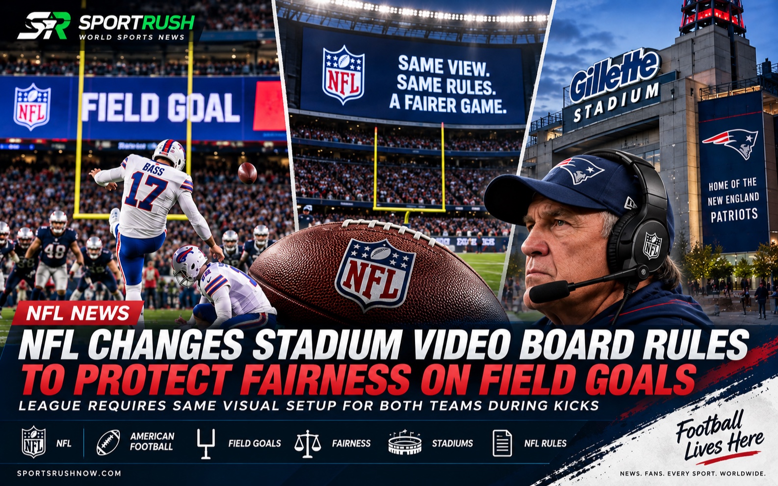 NFL Changes Stadium Video Board Rules to Protect Fairness on Field Goals