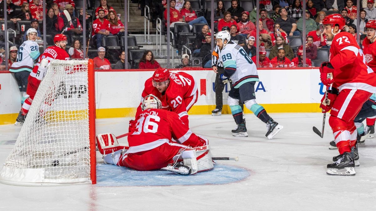 Gaudreau's Double and Four-Goal Barrage Power Kraken Past Red Wings 6-3