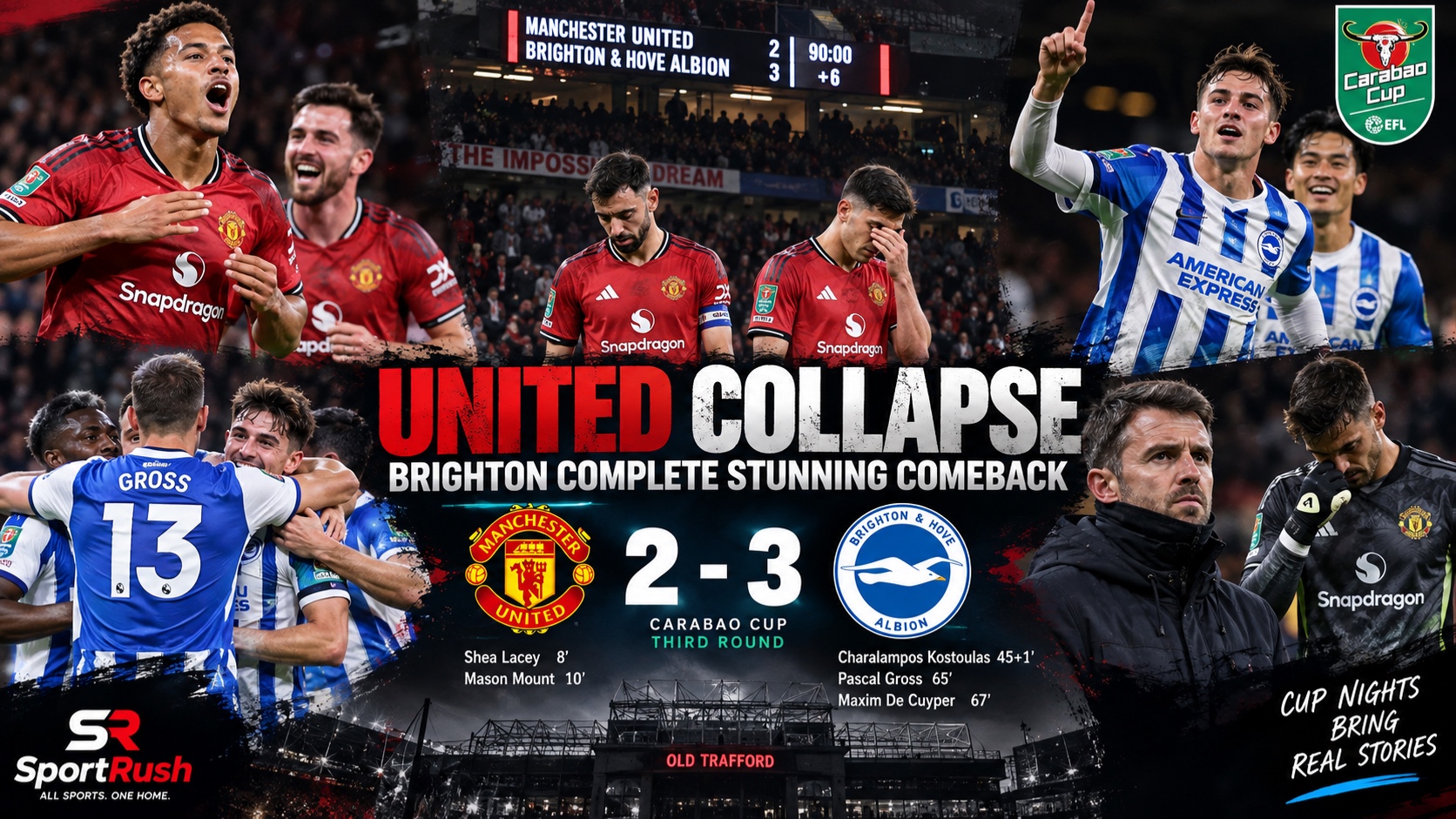 Brighton Stun Manchester United With 3–2 Comeback at Old Trafford